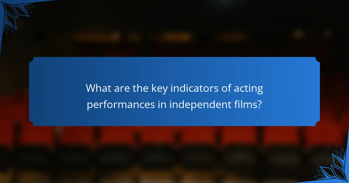 What are the key indicators of acting performances in independent films?